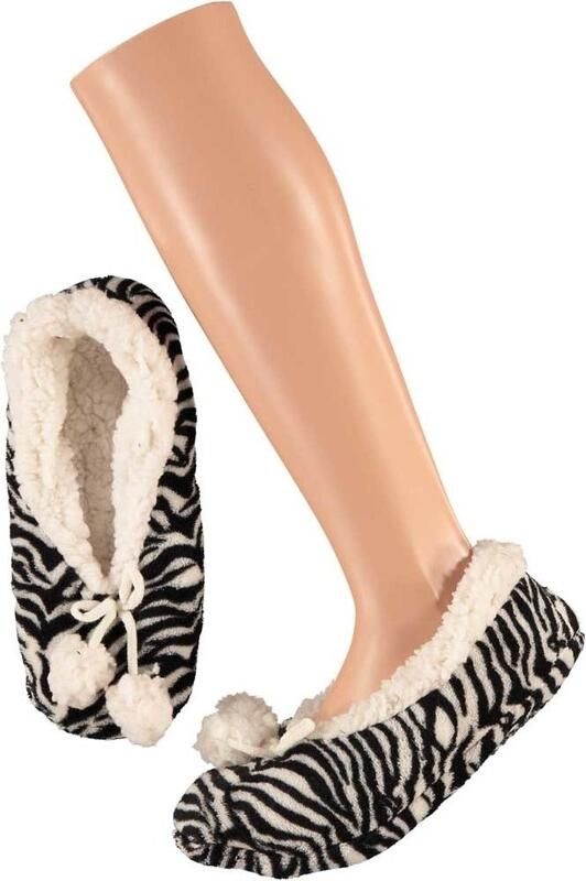 Apollo Ballerina pantoffels zebra print zwart wit dames 40-42