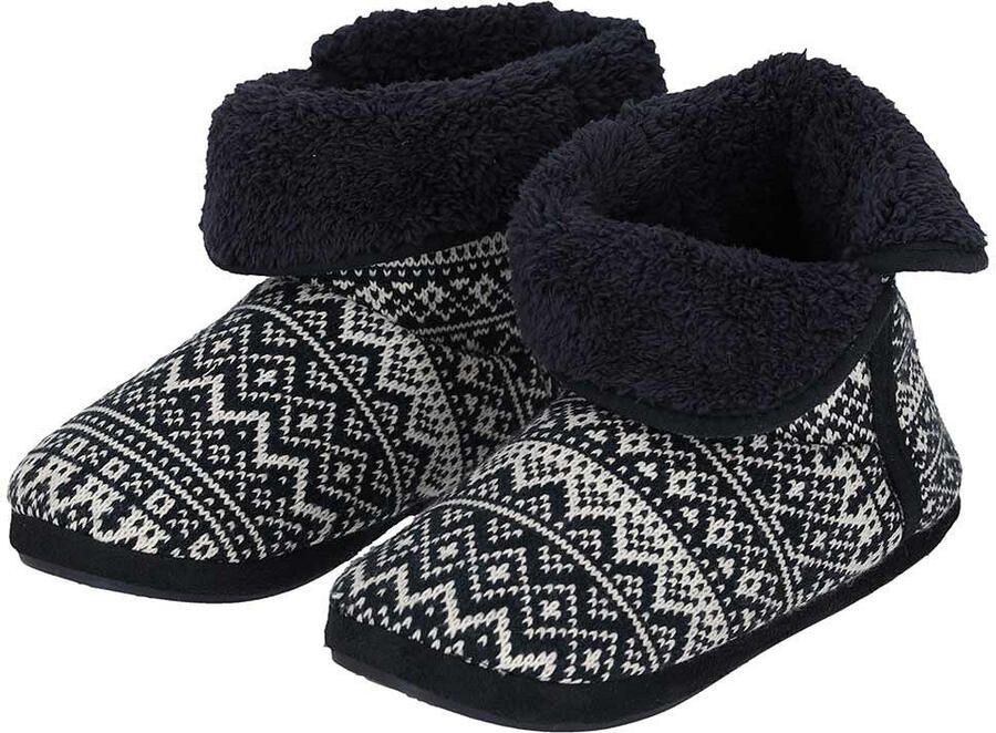 Apollo Hoge pantoffels sloffen gebreid heren navy