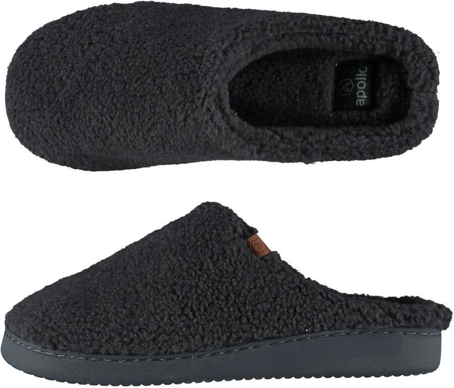 Apollo Instapper pantoffels Teddy wol antraciet Volwassenen