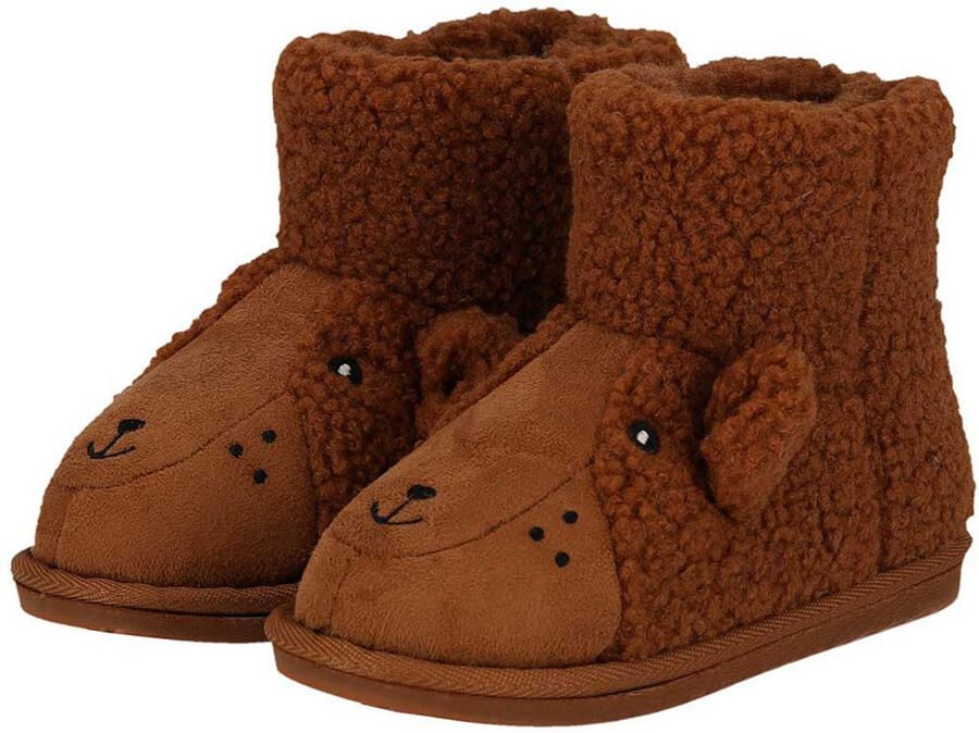 Apollo kindersloffen beer bruin pantoffels met antislip