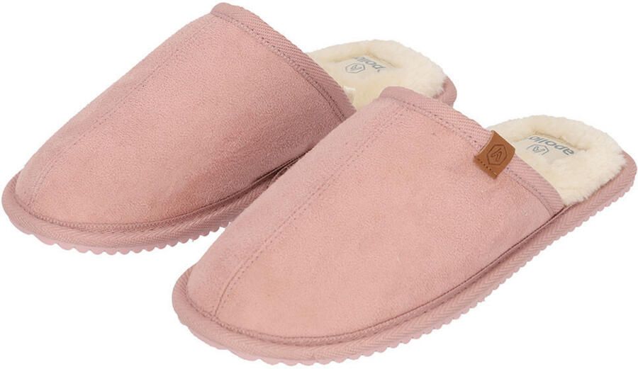 Apollo pantoffels roze met bont voor dames sloffen instappen