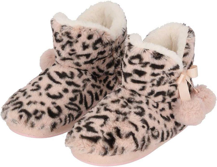 Apollo Pantoffels sloffen luipaard print dames lichtroze 41-42
