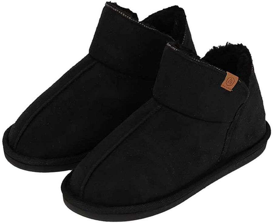 Apollo sloffen dames zwart voering wol suede pantoffels