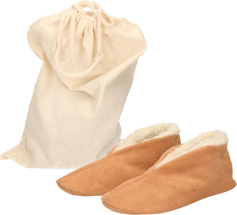 Bernardino Beige Spaanse kinder sloffen pantoffels van echt leer suede met opbergzak