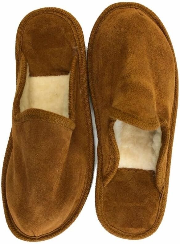 Bernardino heren slippers pantoffels wollen bruin Gevoerd