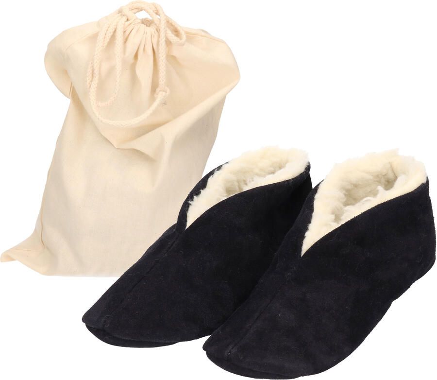 Bernardino Navy blauwe Spaanse sloffen pantoffels van echt leer suede met opbergzak
