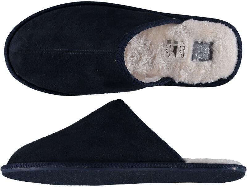 Merkloos Heren instap sloffen pantoffels laag donkerblauw
