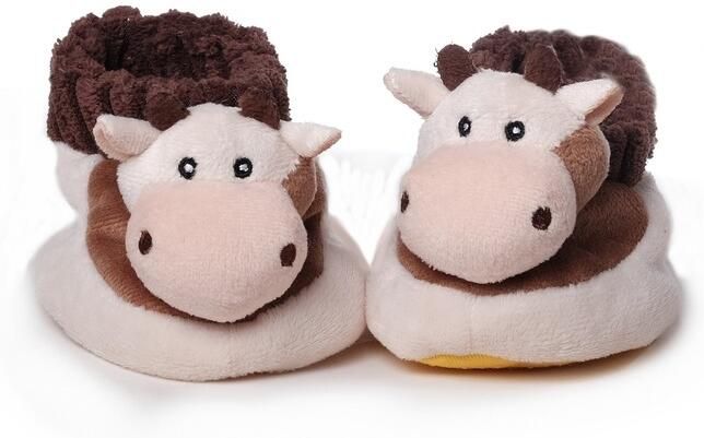 Merkloos Pluche Babyslofjes koe knuffel slofjes bruin knuffel voetjes