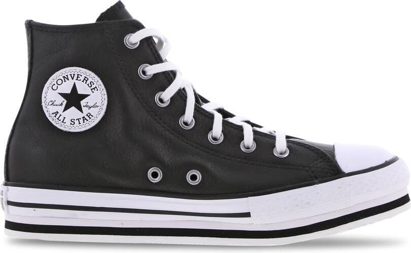 Converse Chuck Taylor All Star Platform EVA Hi leren sneakers met plateauzool zwart wit