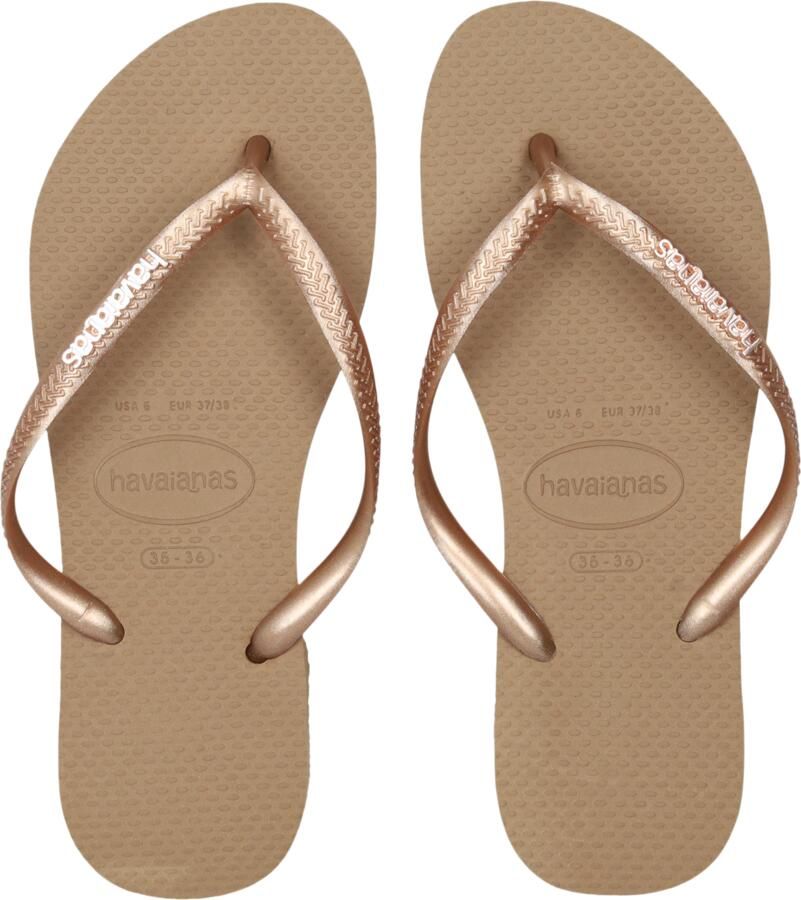 HAVAIANAS Teenslippers Dames Slim Logo Metallic Maat: 35 36 Materiaal: Rubber Kleur: Bruin - Foto 14