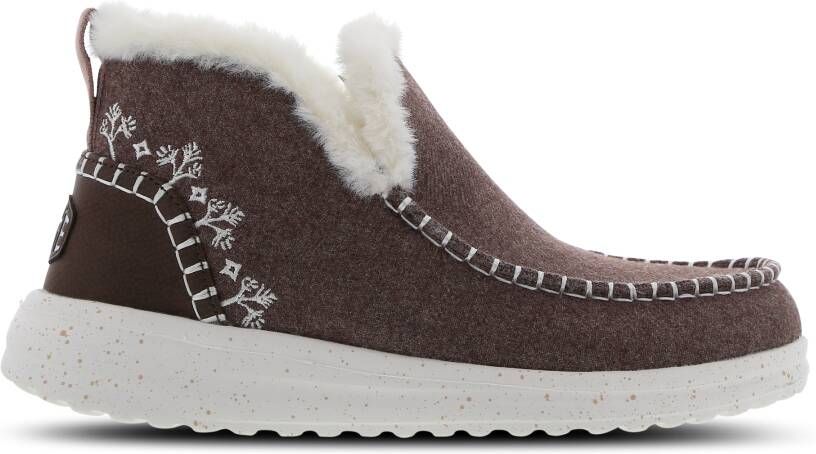 HEYDUDE Denny Faux Shearling Dames Schoenen Zwart Maat: 37 Leer Foot Locker
