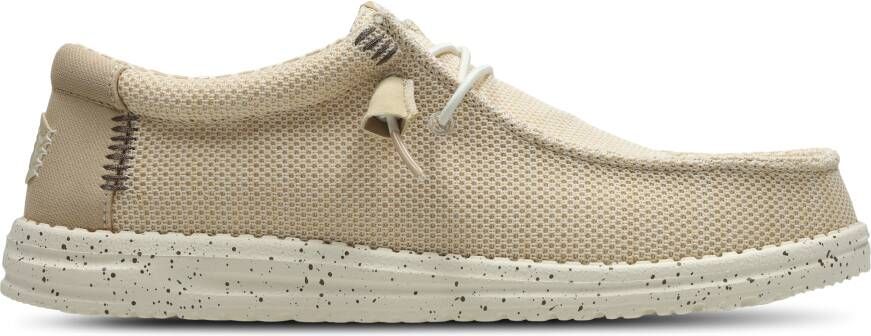 HEYDUDE Wally Stretch Sox Heren Schoenen Beige Maat: 40 Canvas Foot Locker