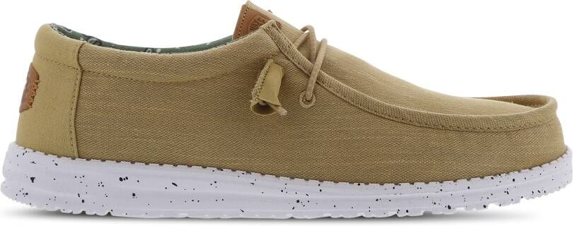 HEYDUDE Wally Washed Canvas Heren Schoenen Bruin Maat: 37 Canvas Foot Locker