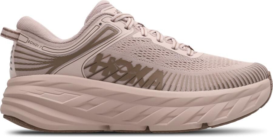 HOKA Bondi 7 Sneakers Dames Beige 2 3 Mesh Synthetisch