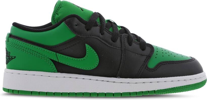 Jordan Air 1 Low (gs) Basketball Schoenen black black lucky green white maat: 38 beschikbare maaten:38