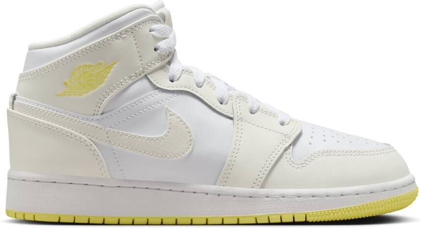Jordan 1 Mid Kindersneakers Wit Textil Leer - Foto 2