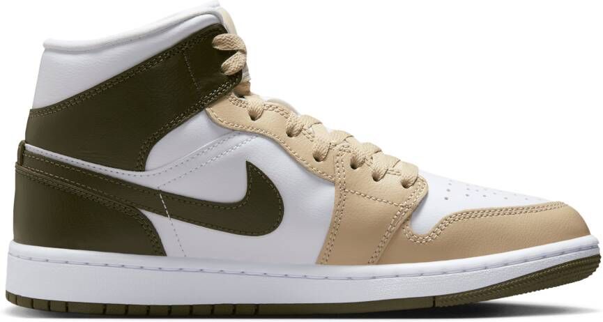 Jordan 1 Mid Dames Schoenen Wit Maat: 36 Polyester Foot Locker