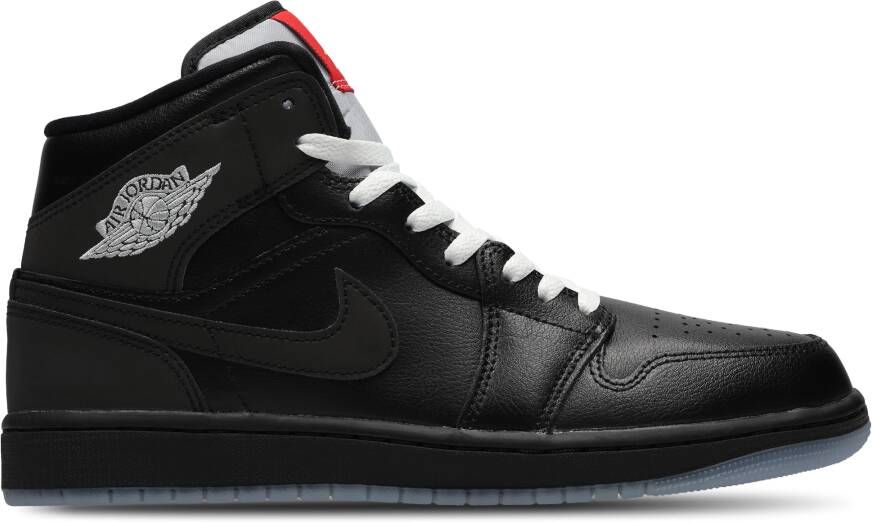 Jordan 1 Mid Heren Schoenen Zwart Maat: 41 Leer Synthetisch Foot Locker