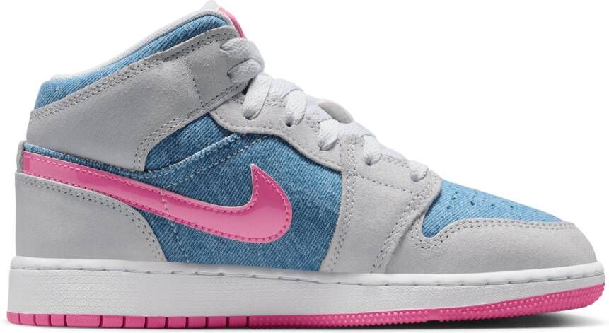 Jordan 1 Mid Unisex Schoenen Blauw Maat: 35.5 Leer Foot Locker