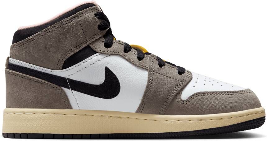Jordan 1 Mid Unisex Schoenen Wit Maat: 35.5 Mesh Synthetisch Foot Locker