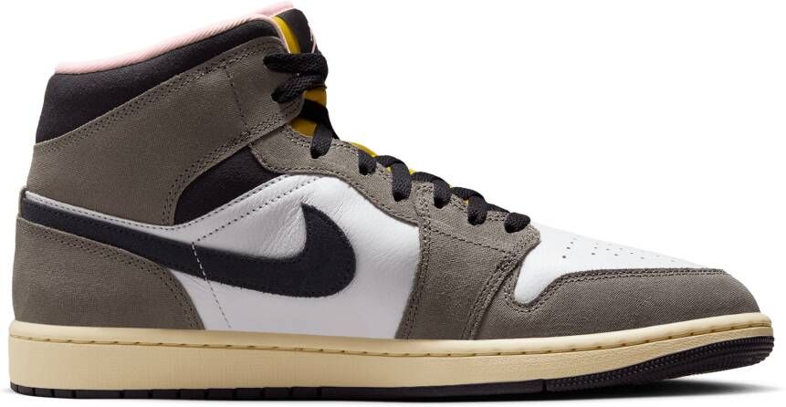 Jordan Aj1 Mid Heren Schoenen Wit Maat: 40 Leer Synthetisch Foot Locker