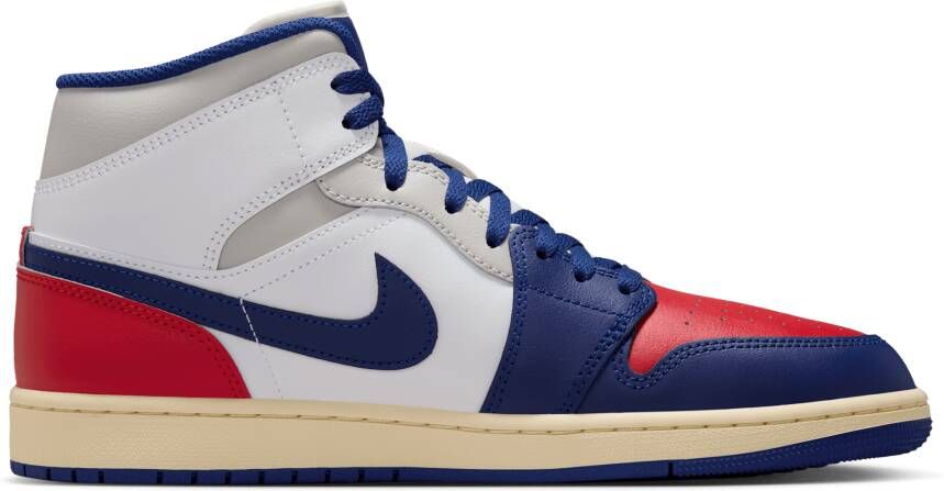 Jordan Aj1 Mid Sneakers Heren Wit Leer Synthetisch