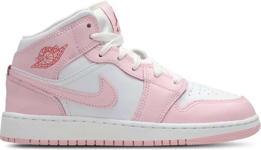 Jordan Aj1 Mid Unisex Schoenen Roze Maat: 38 Leer Foot Locker