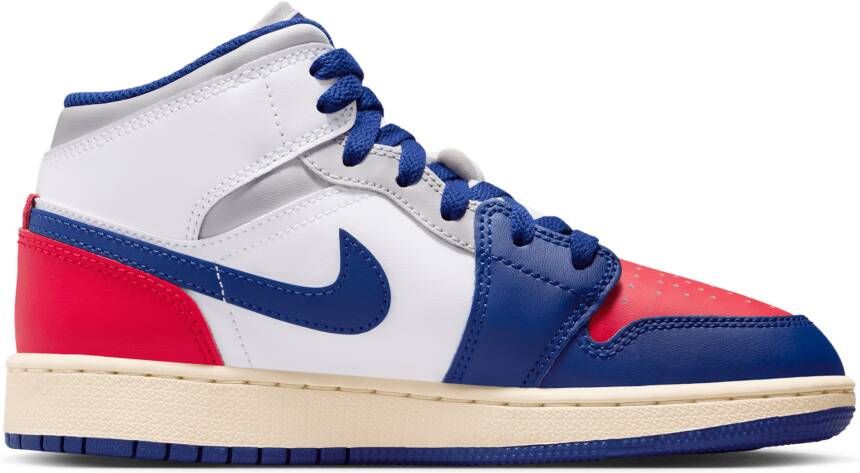 Jordan Aj1 Mid Kindersneakers Wit Mesh Synthetisch