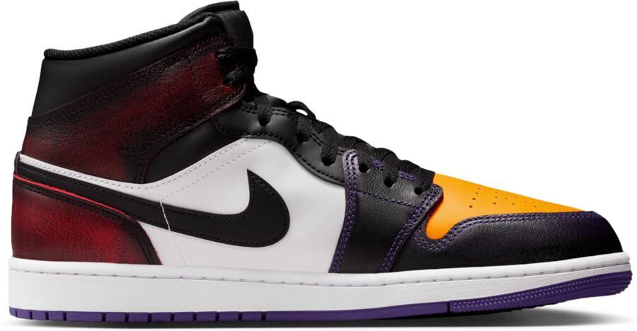 Jordan 1 Mid Sneakers Heren Rood Mesh Synthetisch