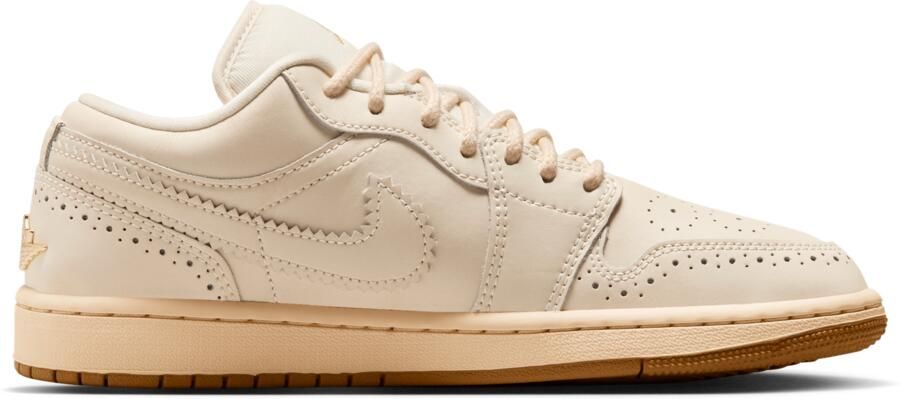 Jordan AJ1 Low Sneakers Dames Beige Mesh Synthetisch