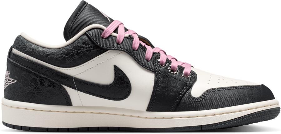 Jordan AJ1 Low Sneakers Dames Zwart Mesh Synthetisch