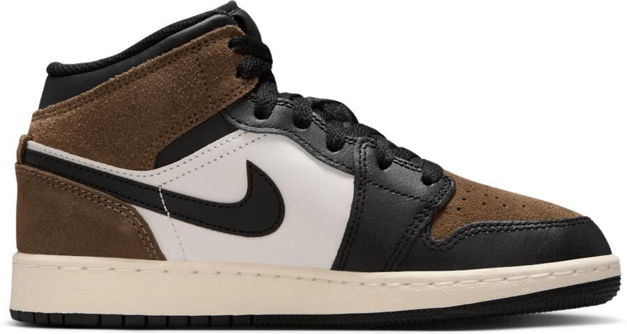 Jordan Aj1 Mid Kindersneakers Zwart Leer