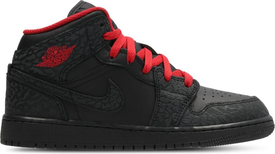 Jordan Aj1 Mid Kindersneakers Zwart Leer