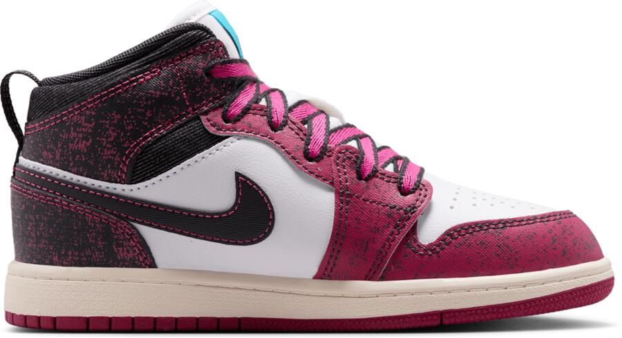 Jordan Aj1 Mid Peuterschoenen Rood Mesh Synthetisch