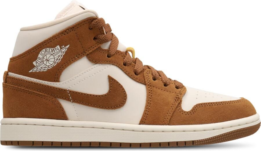 Jordan Aj1 Mid Sneakers Dames Bruin Leer