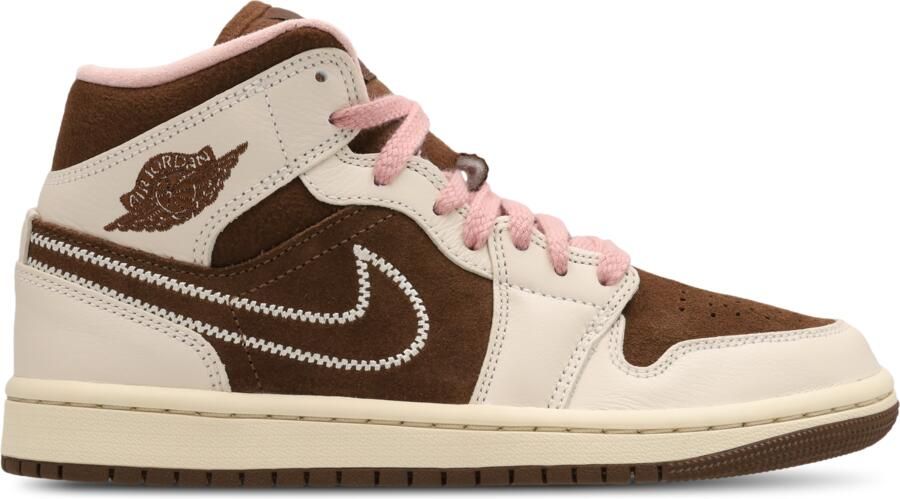 Jordan Aj1 Mid Sneakers Dames Bruin Leer