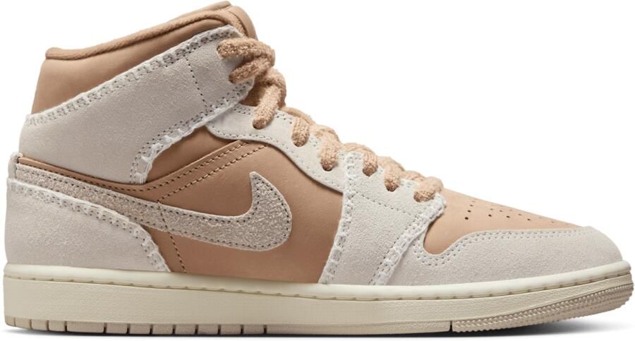 Jordan Aj1 Mid Sneakers Dames Bruin Mesh Synthetisch