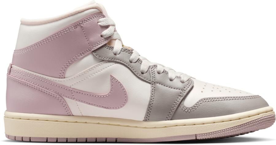 Jordan Aj1 Mid Sneakers Dames Wit Mesh Synthetisch