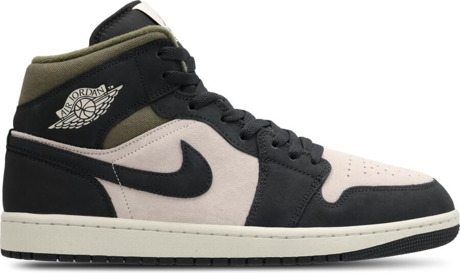 Jordan Aj1 Mid Sneakers Heren Beige Leer Synthetisch