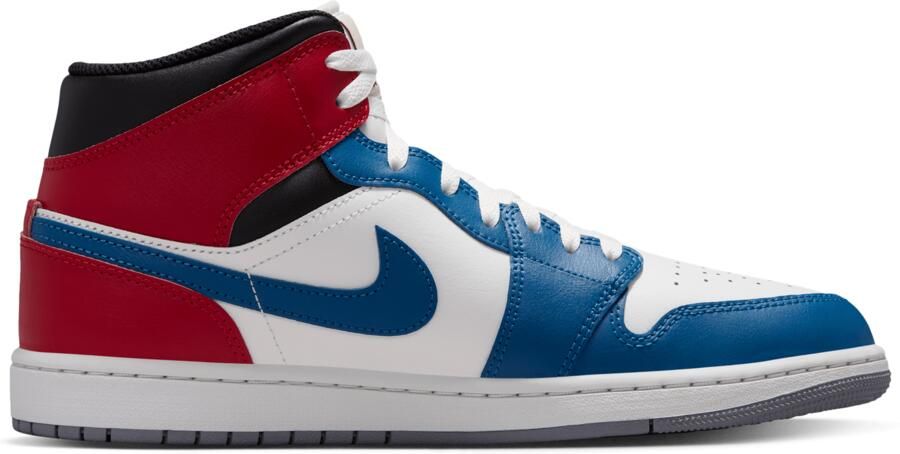 Jordan Aj1 Mid Sneakers Heren Blauw Leer Synthetisch