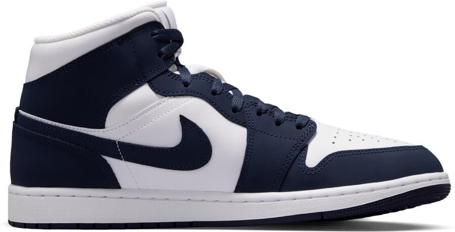 Jordan Aj1 Mid Sneakers Heren Blauw Leer Synthetisch