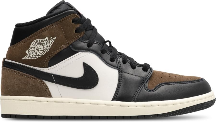 Jordan Aj1 Mid Sneakers Heren Zwart Leer Synthetisch