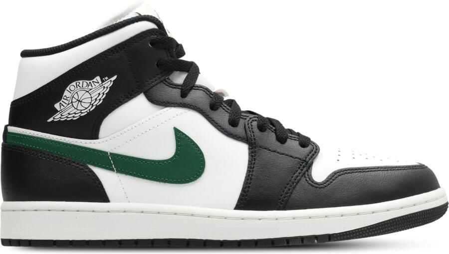 Jordan Aj1 Mid Sneakers Heren Zwart Leer Synthetisch