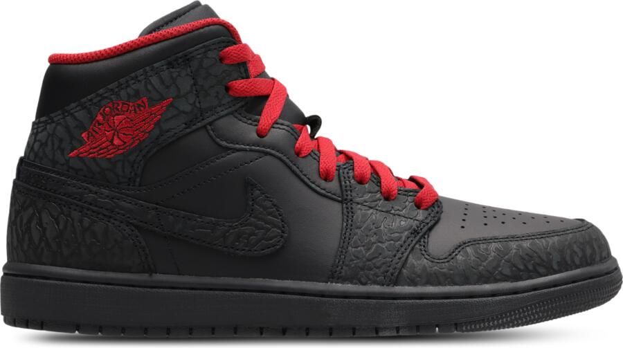 Jordan Aj1 Mid Sneakers Heren Zwart Leer Synthetisch