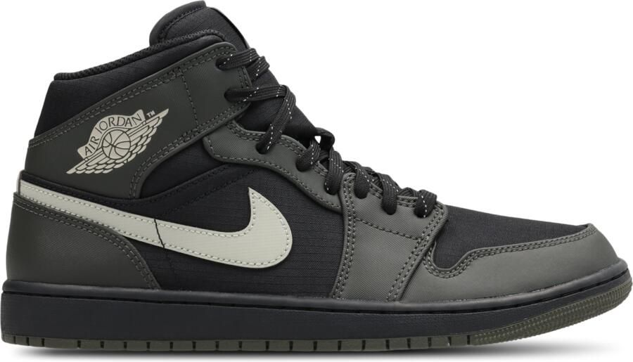Jordan Aj1 Mid Sneakers Heren Zwart Leer Synthetisch