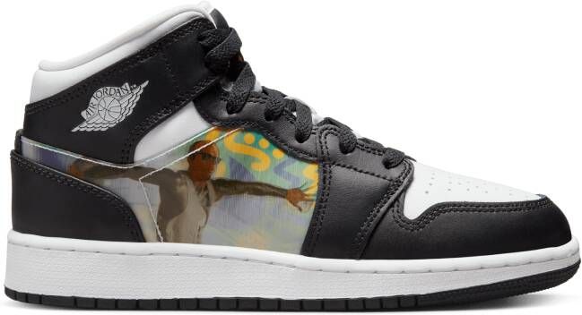 Jordan Air 1 Mid(Gs ) Black Dark Concord New Emerald Schoenmaat 36+ Shoes grade school DR9495 001 - Foto 4