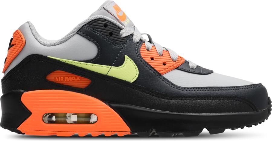 Nike Air Max 90 Leather Sneakers Kids Grijs Zwart Oranje