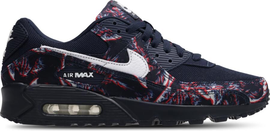 Nike Air Max 90 Premium Sneakers Printed Canvas Donkerblauw Wit Multicolor