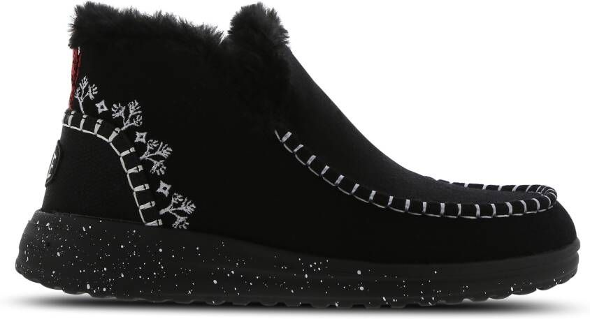 HEYDUDE Denny Faux Shearling Dames Schoenen Wit Maat: 37 Leer Foot Locker