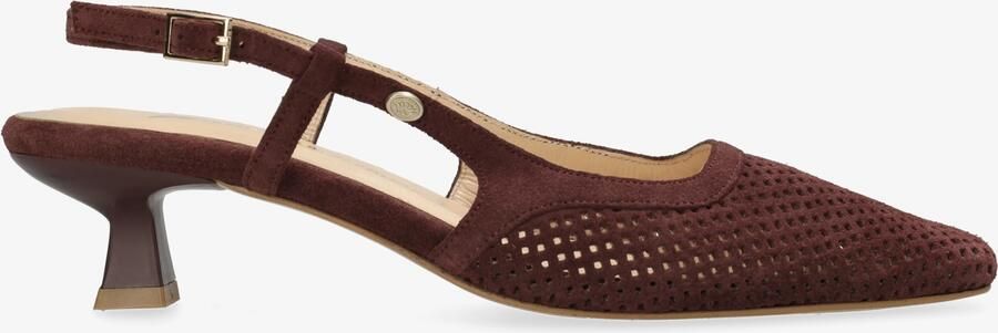 Fred de la bretoniere Carly Sling Perfo slingback suède bordeauxrood